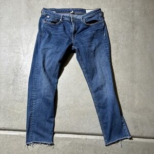 Rag & Bone Jeans Womens 30 Blue Dre Low Rise Slim Boyfriend Raw Hem Made USA